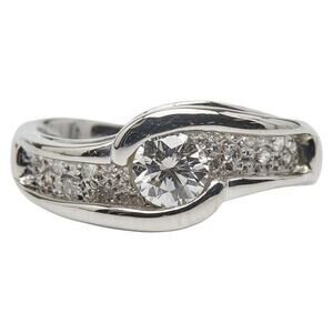 Unbranded Diamond Platinum 900 Ring Silver